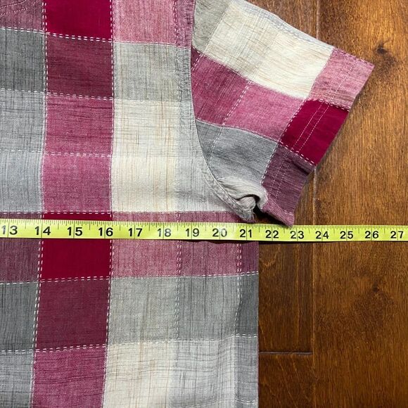 Quizz Again Vintage Western Checkered Cream Red Button Front Shirt Women's Large - Picture 5 of 8